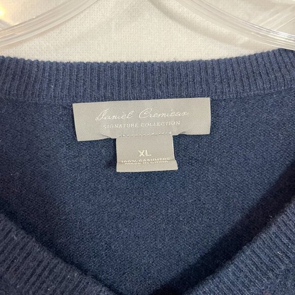Daniel Cremieux Signature Collection Cashmere Sweater Navy Blue V-Neck Size XL - Picture 3 of 6